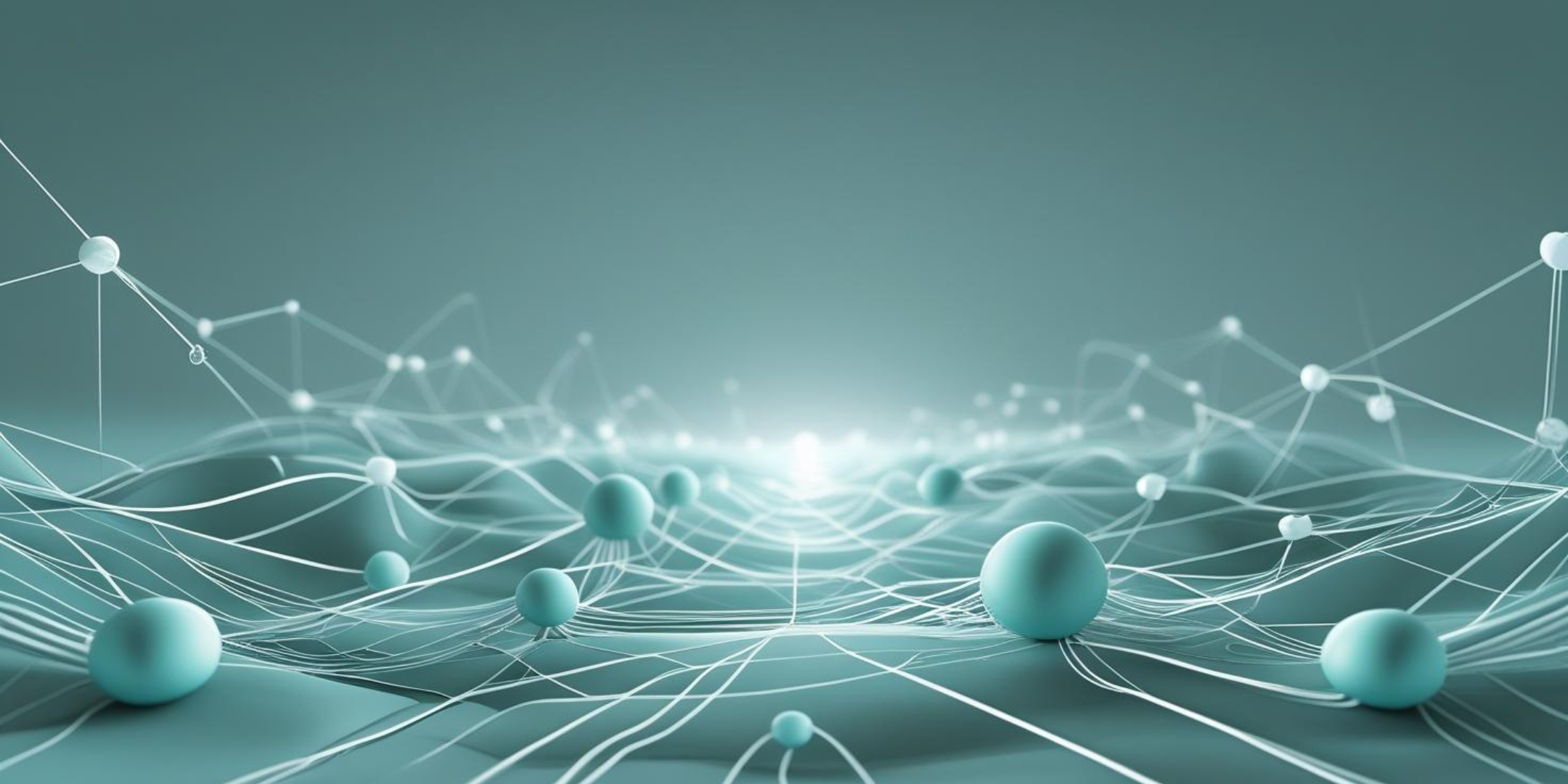 Teal network of lines and dots on a gradient background